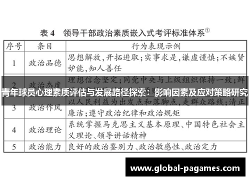 青年球员心理素质评估与发展路径探索：影响因素及应对策略研究